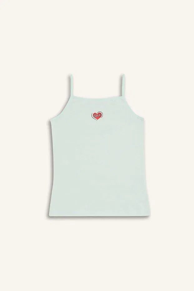 Детский комплект маек для девочек без рукавов 100% cotton floral 2-piece undershirt for girls e7059a825sp Defacto, Green-Gn1206 — фото 2