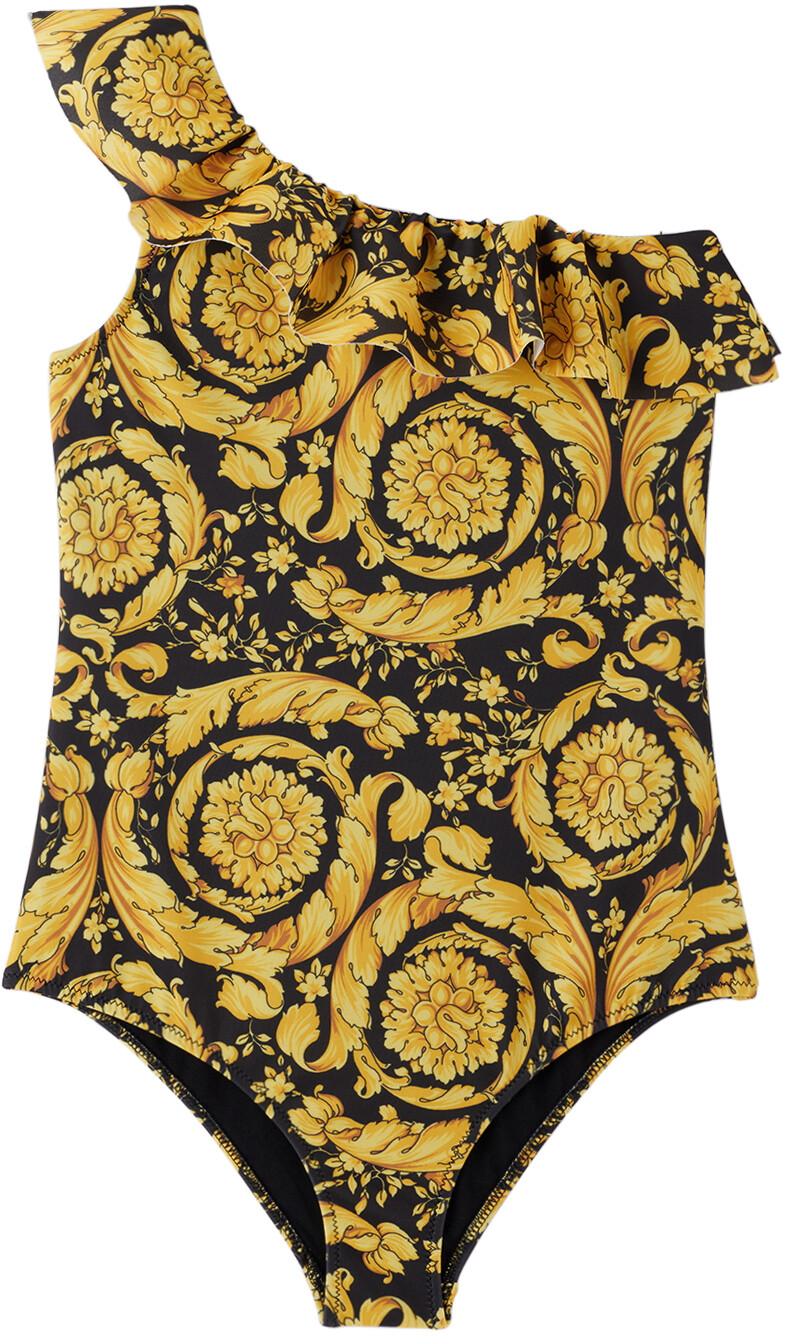 

Детский черный слитный купальник Barocco Versace