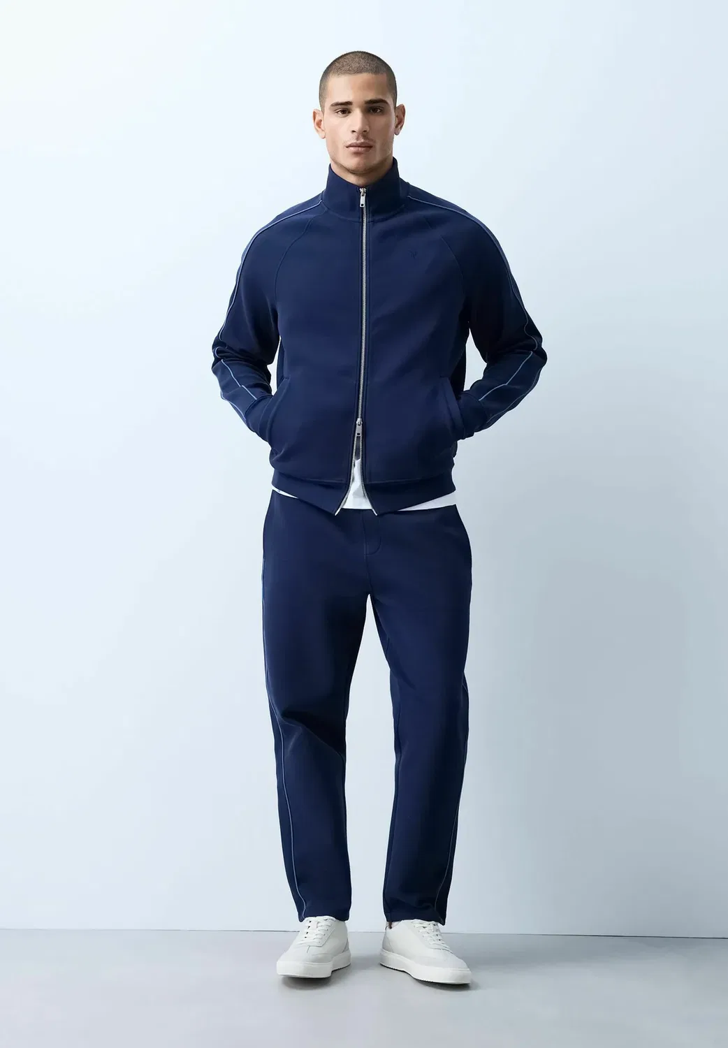 Спортивные брюки-джоггеры из фактурного пике, облегающего кроя Next, Navy Blue — фото 2