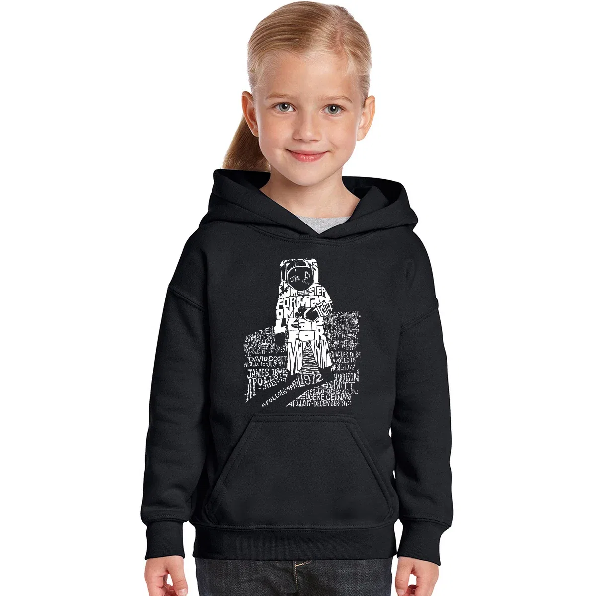 Детское худи с принтом Word Art Astronaut LA Pop Art, Black
