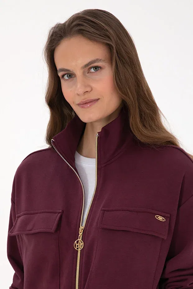 Женский кардиган с длинным рукавом U.S. Polo Assn., Plum — фото 2