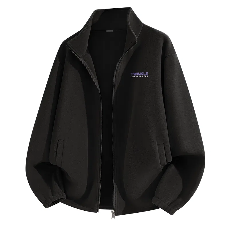 Детское пальто из вельвета Soft Aoli Fleece Thermal MINISO, Black (Fresh Purple Chest Logo)