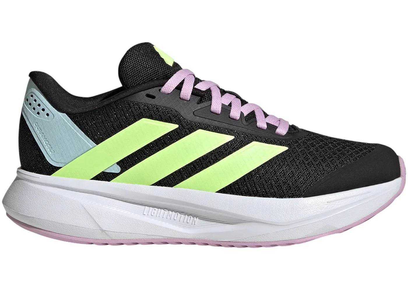 Детские кроссовки для бега с амортизацией Adidas Duramo SL, Core Black/Hi-Res Yellow/Bliss Lilac