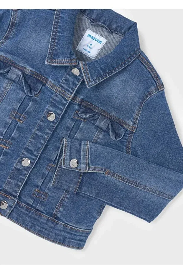 Детский джинсовое джакет для девочек с длинным рукавом Mayoral, Navy Blue — фото 3