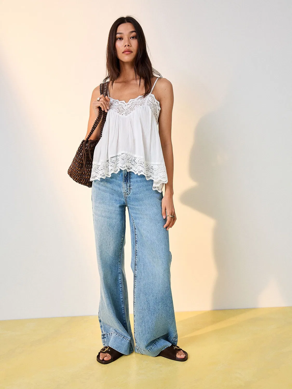 Джинсы с высокой посадкой, широкие, Light Blue Next