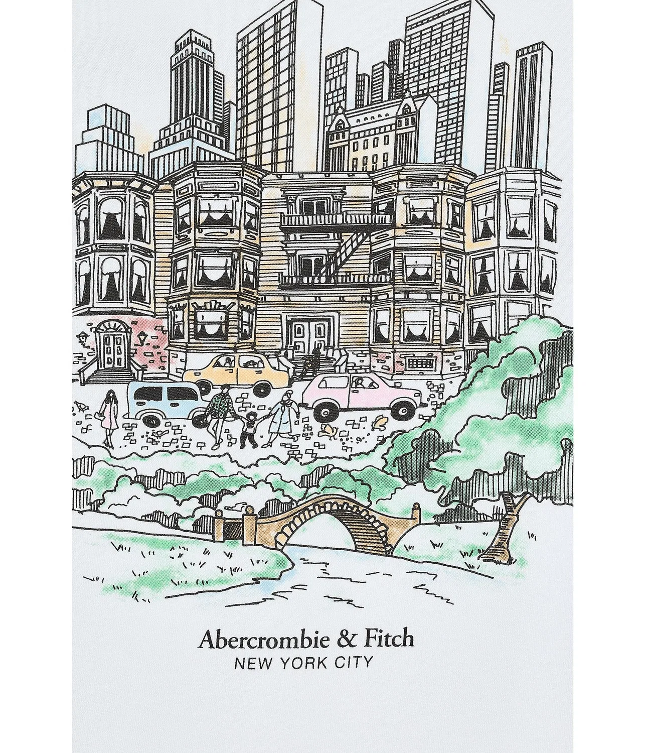 Футболка NYC Sketch (для маленьких и больших детей) Abercrombie Kids, Bright White — фото 3