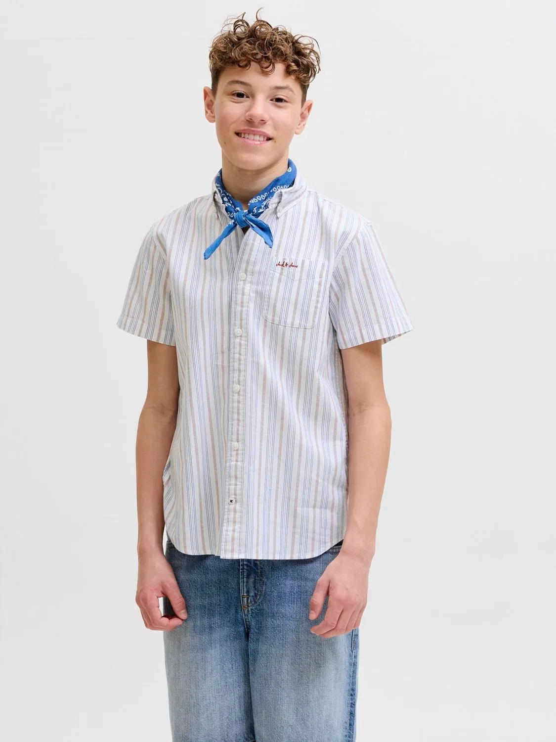 Рубашка с полоской, Jack & Jones Junior, белая
