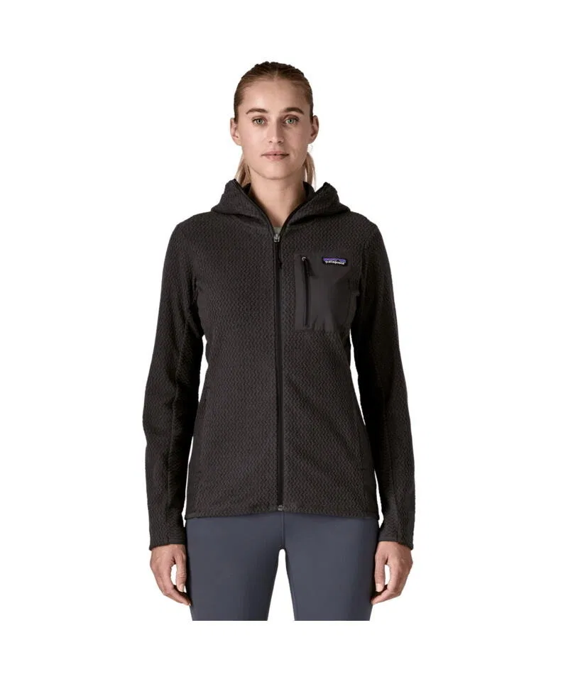 Женское флисовое худи с полной застежкой-молнией R1 Air Patagonia, Black — фото 2