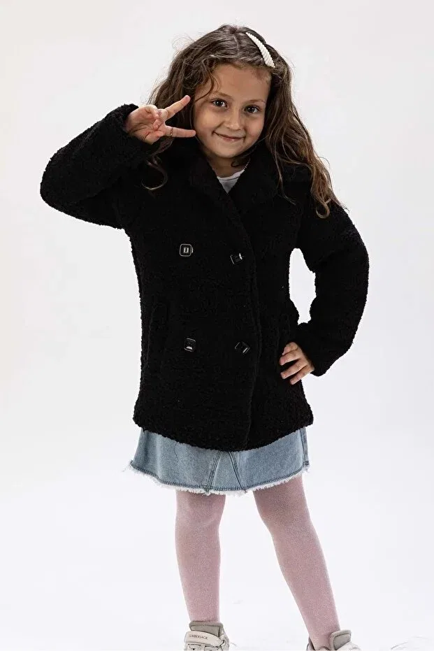 Детское зимнее пальто для девочек с длинным рукавом Mnk Baby&Kids, Black — фото 4
