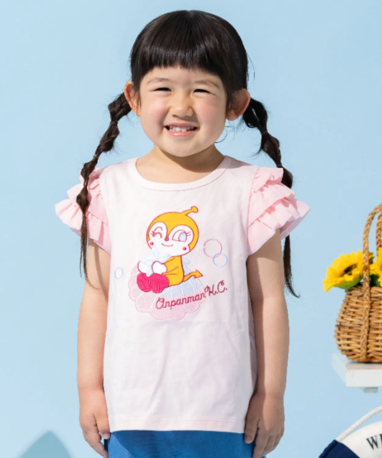 Детская футболка с аппликацией и рюшами Докин-тян ANPANMAN KIDS COLLECTION, Pink