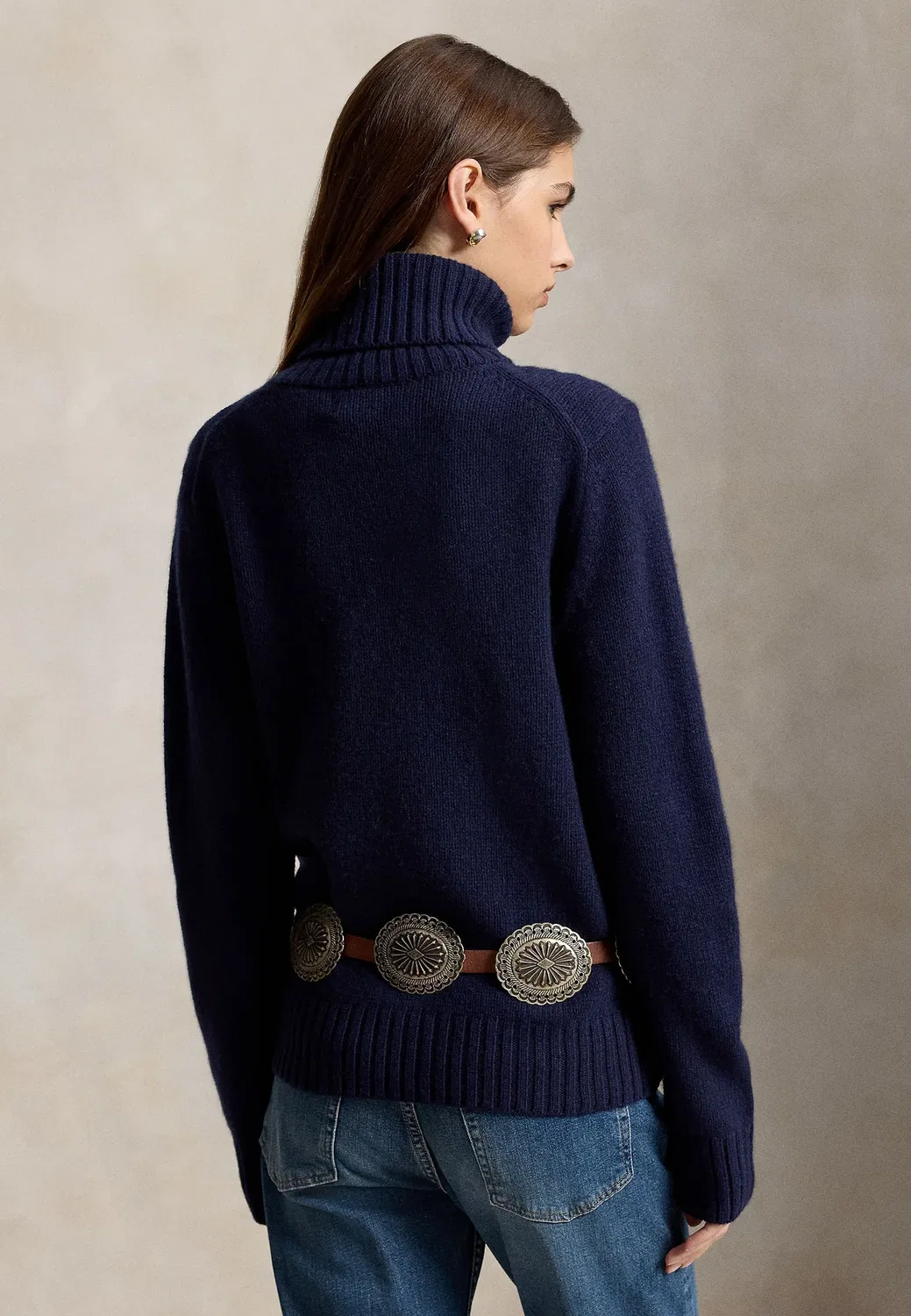 Шерстяной свитер с высоким воротником - джемпер Polo Ralph Lauren, Hunter Navy — фото 3
