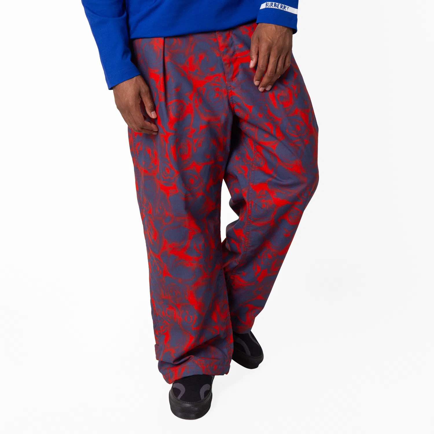 Брюки хлопковые с принтом Rose Print Cotton Trousers Burberry, Pillar Ip Pattern