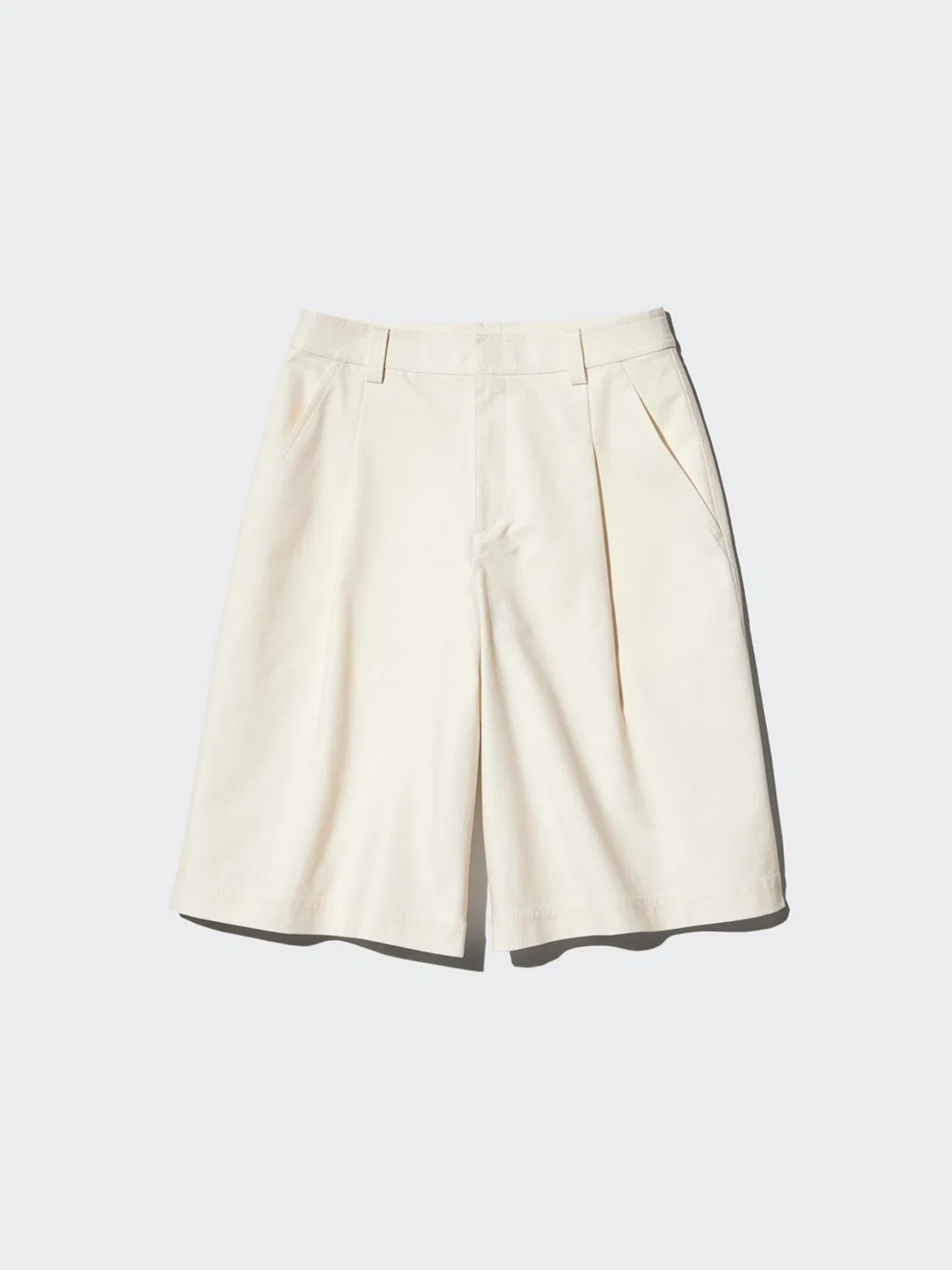Шорты трикотажные со складками Uniqlo, молочный — фото 4