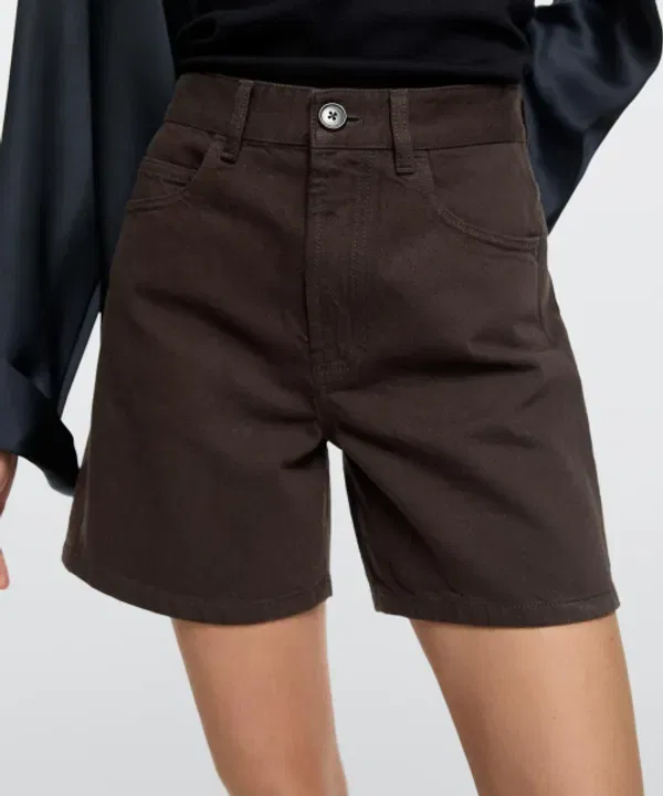 Джинсовые шорты, мид-райз, Massimo Dutti, деним — фото 4