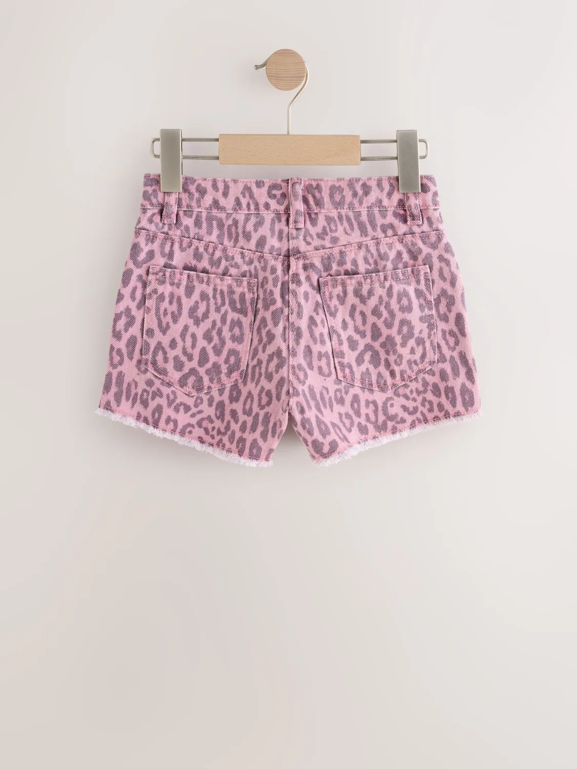 Шорты джинсовые с бахромой, Pink Leopard Animal Print Next, розовый — фото 2