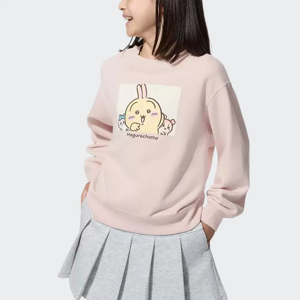 Детский свитшот с круглым вырезом Chiikawa UNIQLO, Pastel Pink — фото 4