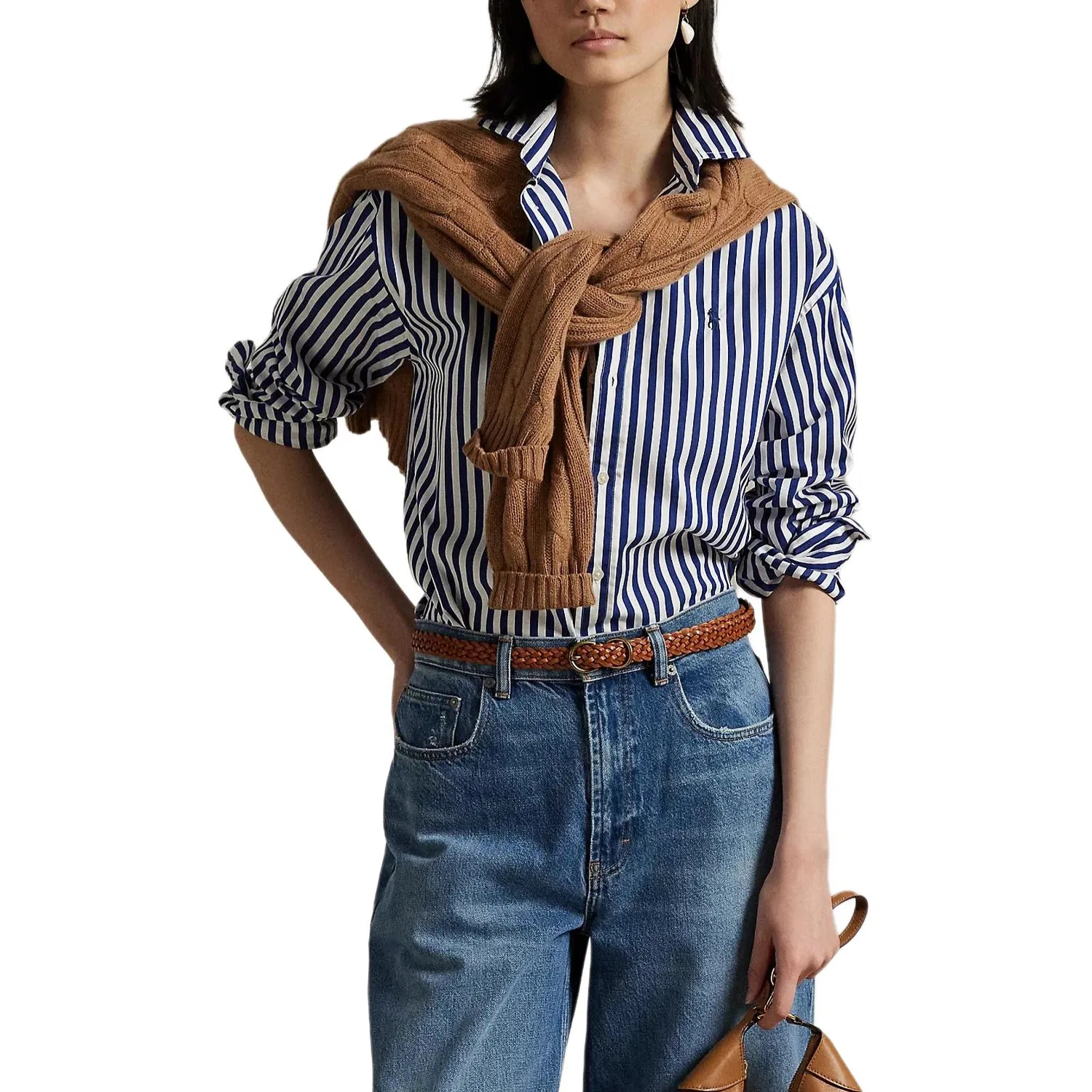 Женская рубашка с отложным воротником, синяя, Polo Ralph Lauren — фото 4