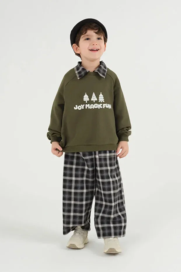 Детские свитшот для девочек с принтом реглан Mioma Kids, Green — фото 4