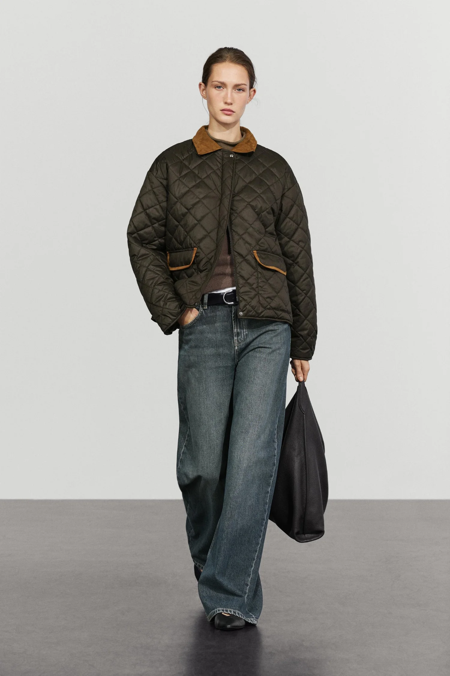 Куртка Massimo Dutti Padded Short With Leather Combination, королевский синий