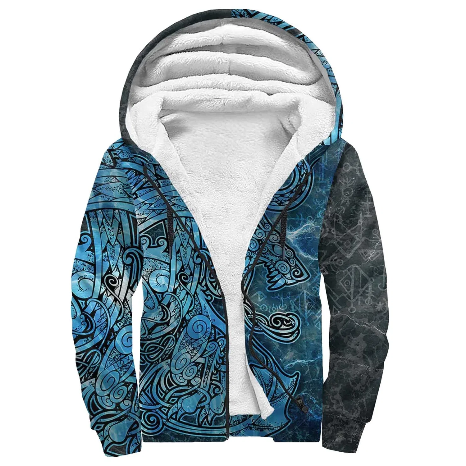 Мужская куртка с флисовой подкладкой Viking Dragon Wolf Fenrir Sport, Viking Blue Dragon