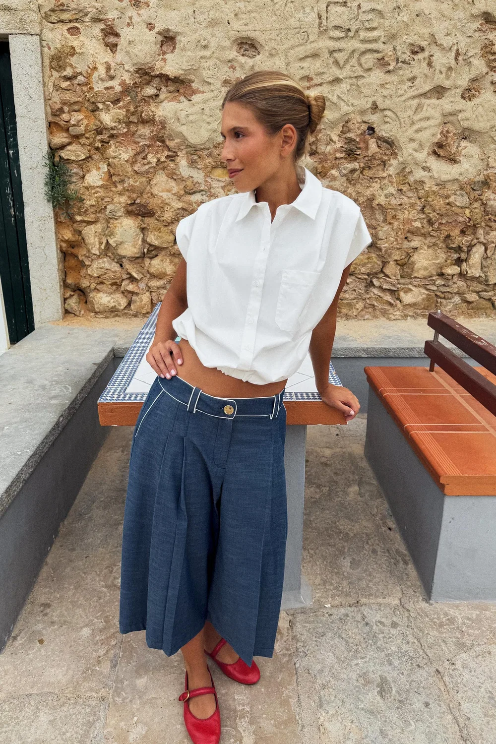 Длинные бермудские шорты с контрастной окантовкой. ZARA, Blue