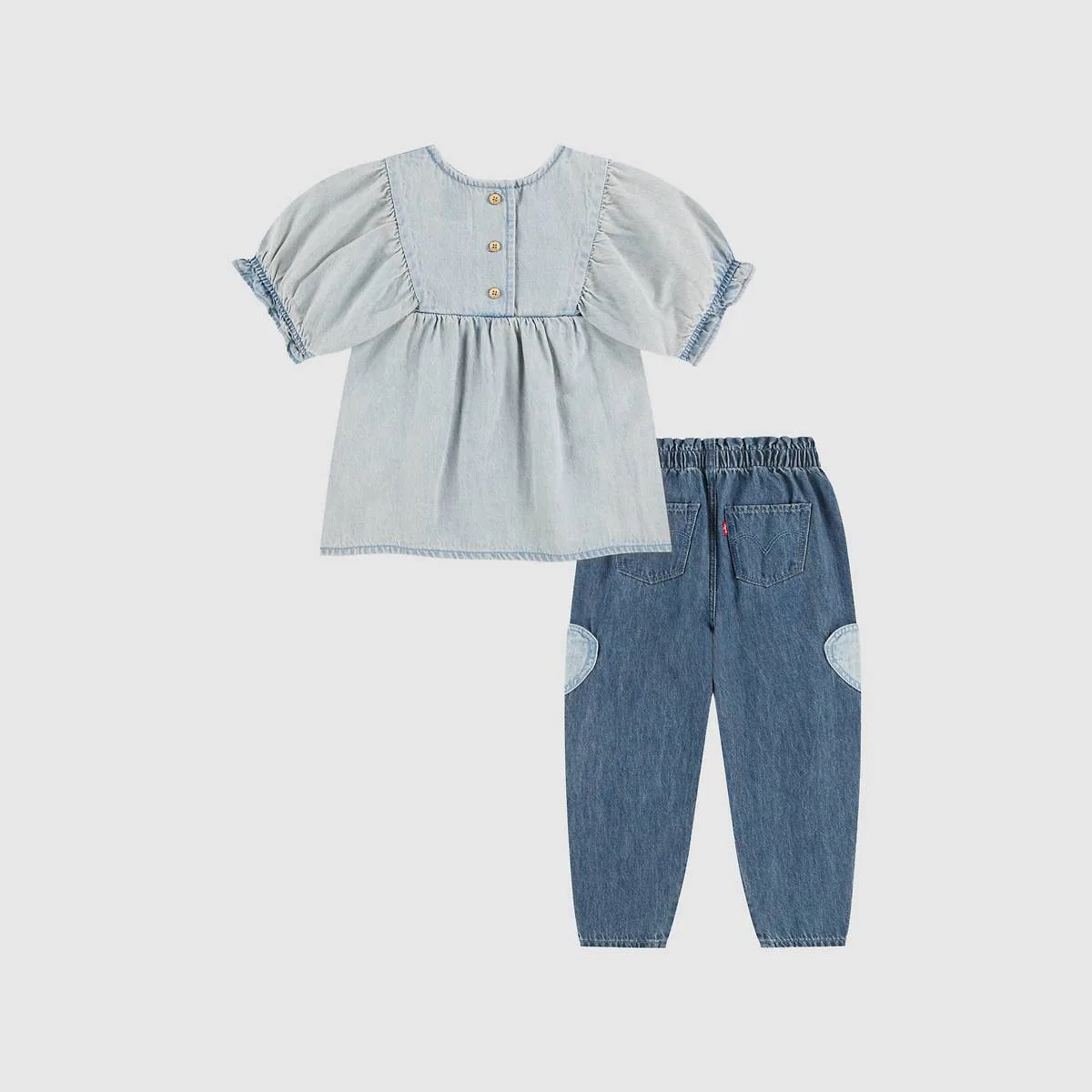 Комплект из топа с кокеткой и брюк-баллонов для девочек 4-6 лет Levi's, Bauhaus Blues - Blue — фото 2