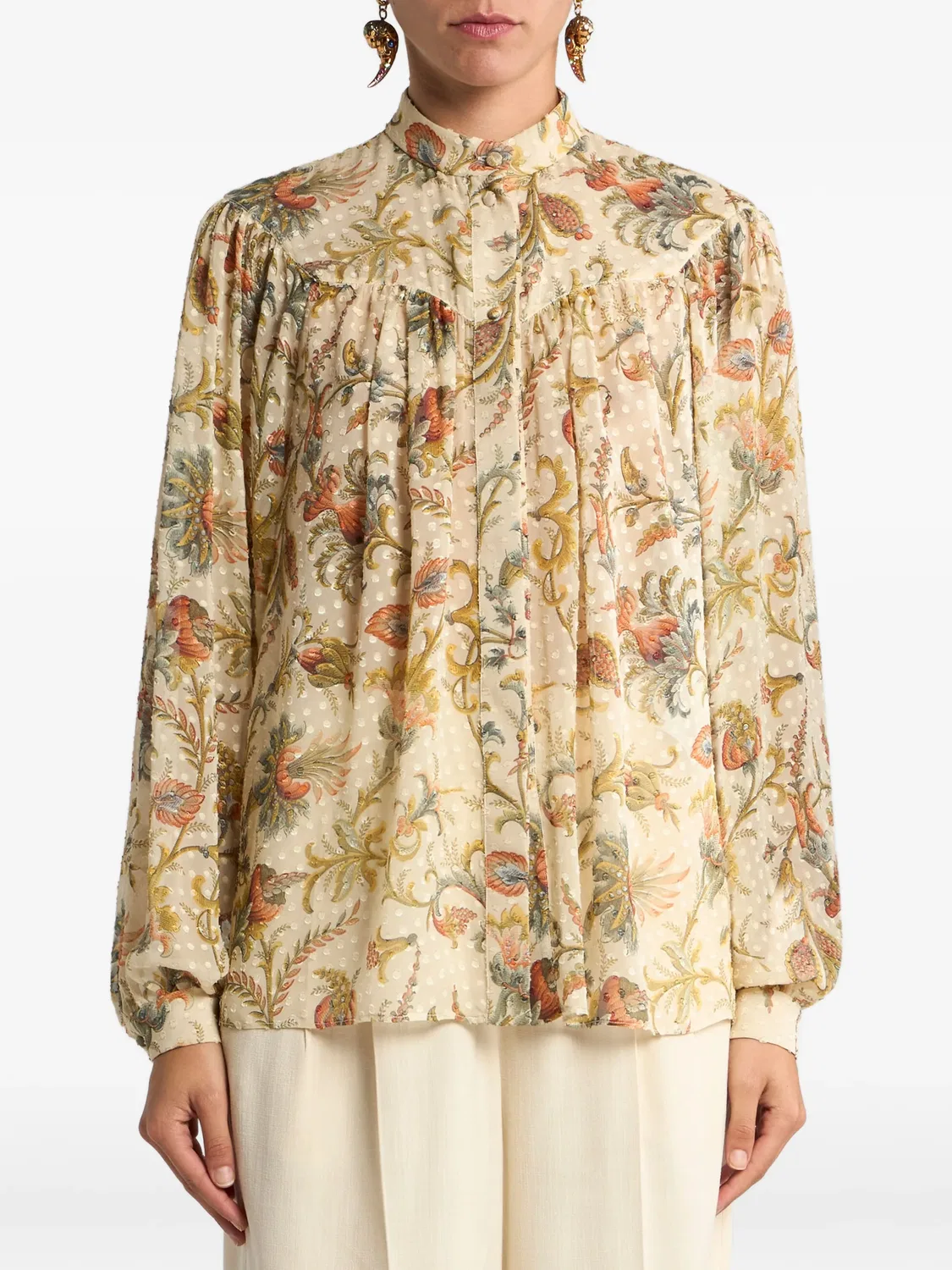 Топ с цветочным мотивом и точками ETRO, нейтральные — фото 2
