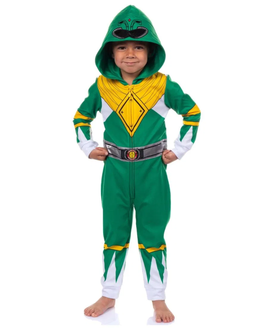 Детский пижама-комбинезон с капюшоном Power Rangers, Green