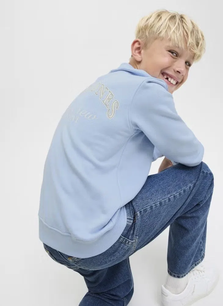 Свитшот свободного кроя jjebrandes Jack & Jones Junior, голубой — фото 3