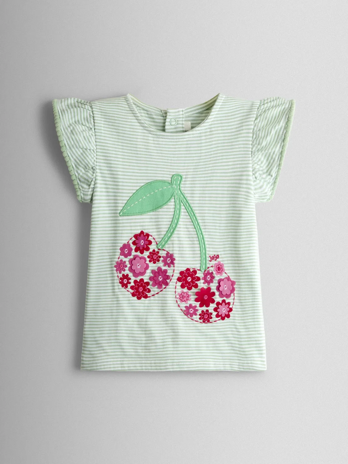 Футболка с воланами и аппликацией, JoJo Maman Bébé, зеленая