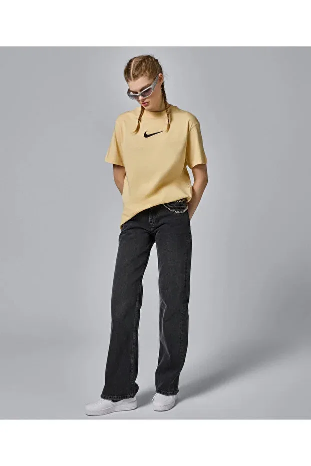 Женская футболка хлопковая Nike, Sarı — фото 4