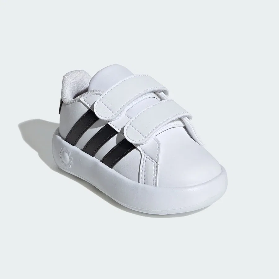 Детские спортивные кроссовки с ремешками на липучке Grand Court 2.0 adidas, Бело-черный — фото 4