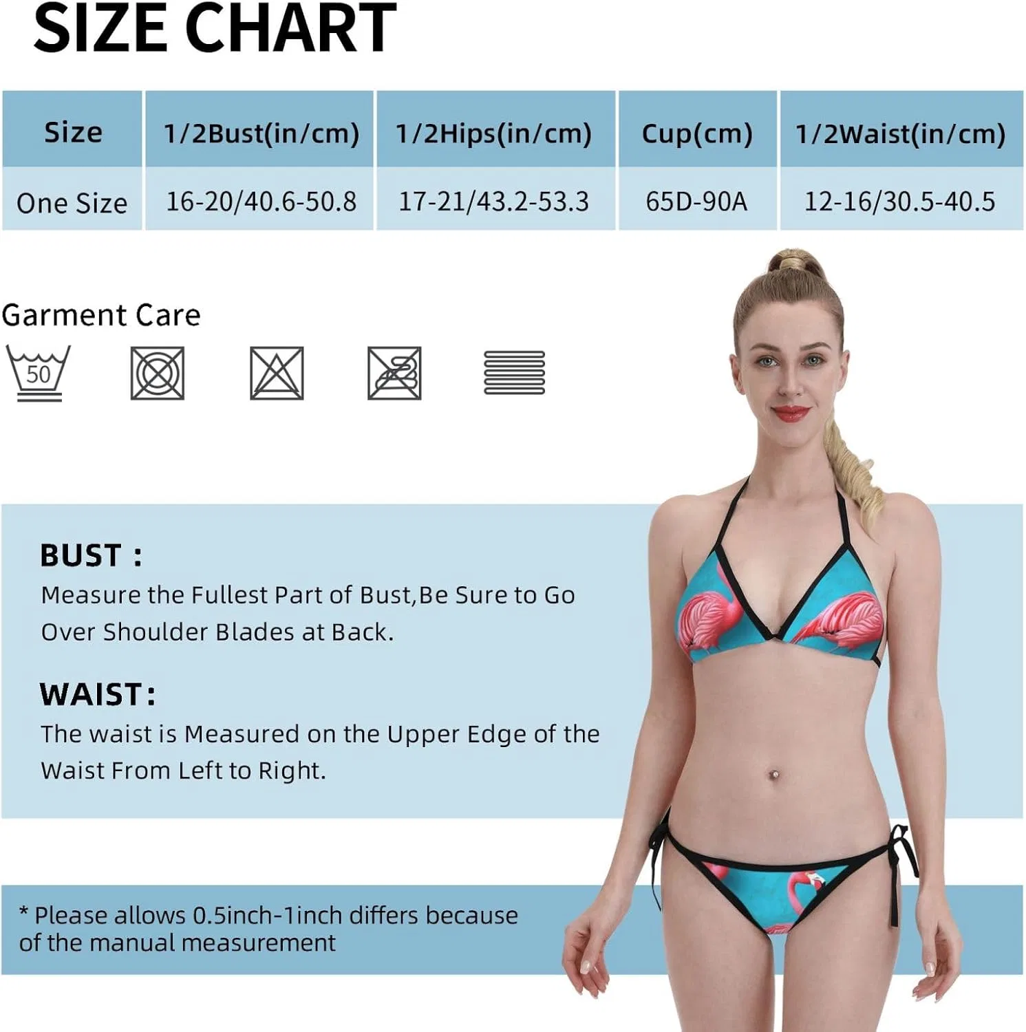 Женский бикини-комплект с принтом акулы, Halter Triangle Tie Side, Blue Flamingo — фото 2