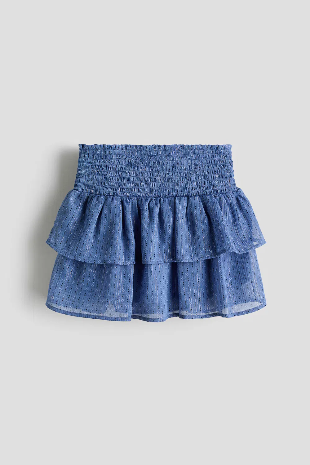 Многоярусная юбка H&M, Dunkles Mattblau/Gemustert