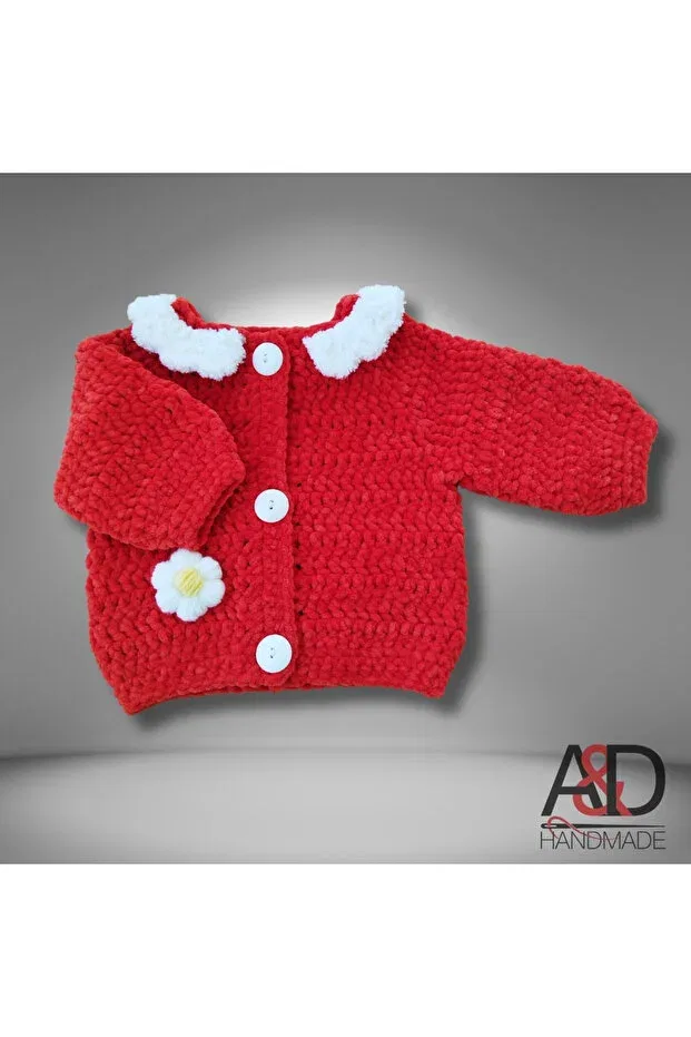 Детский кардиган для девочек из вельвета A&D Handmade, Pomegranate Blossom — фото 4