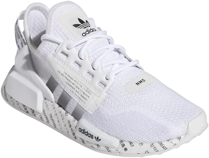 Детские кроссовки для мальчиков NMD_R1 V2 adidas, Pure White/Deep Black-White — фото 2