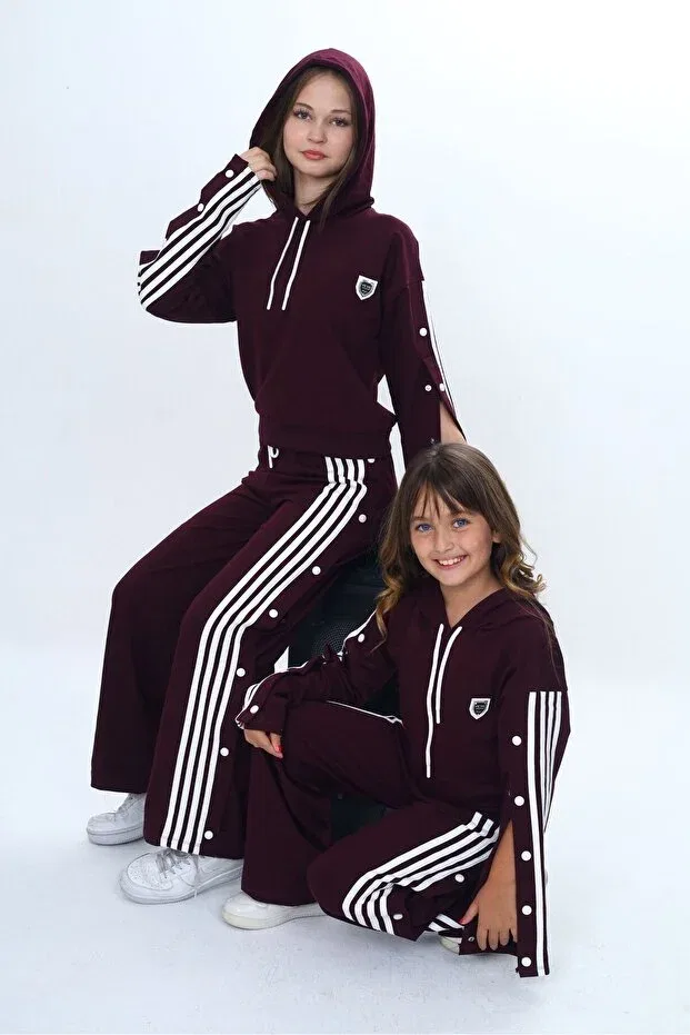 Детский спортивный комплект для девочек хлопковый с капюшоном Asortik Kids, Plum — фото 2