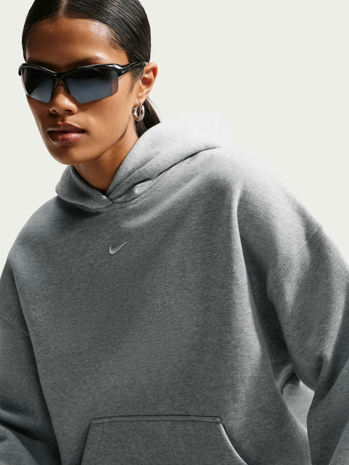 Худи свободного кроя, оверсайз Nike, серый