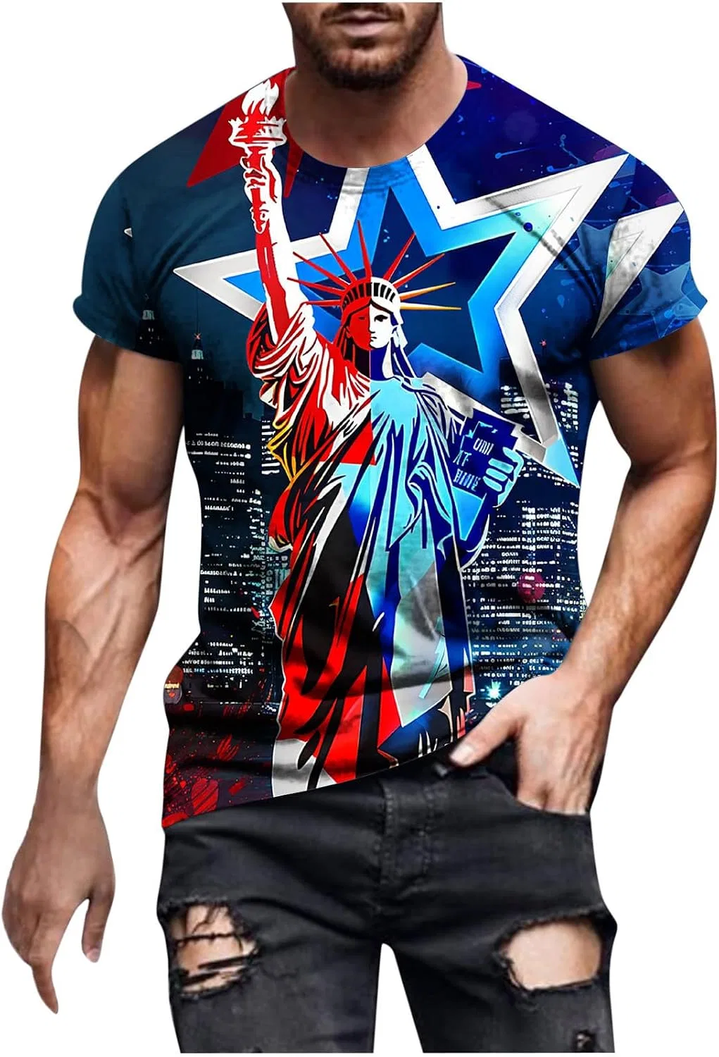 Мужская футболка с принтом Independence Day, Multicolor