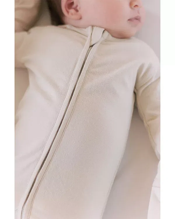 Детский слип для новорожденных с длинным рукавом Unisex Essentials Sleeper Footie Pehr, Pale Pink — фото 2