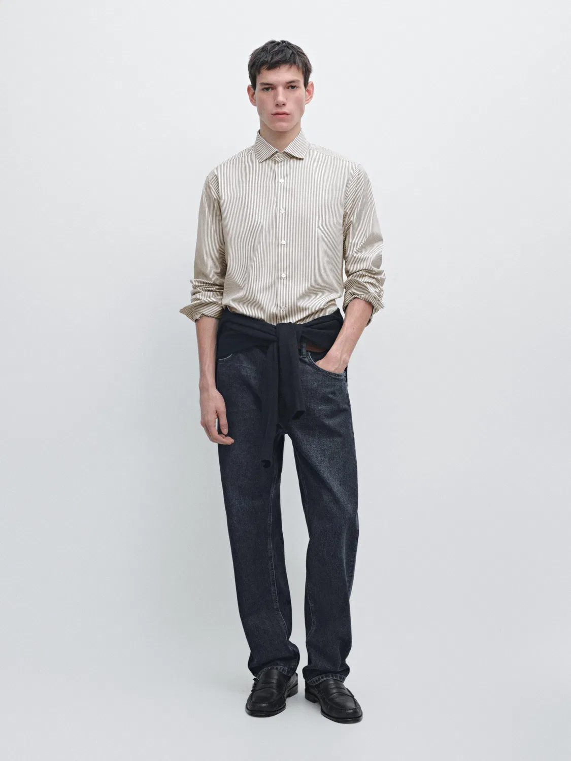 Хлопковая поплиновая рубашка Massimo Dutti, коричневый