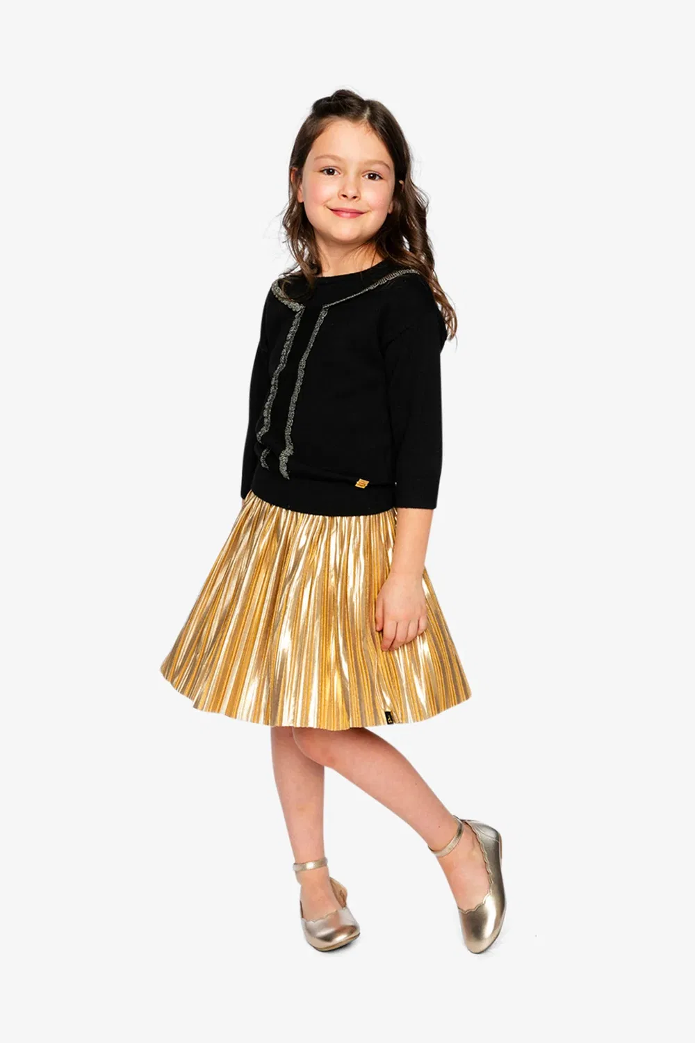 Детский свитер с длинным рукавом Chic Occasionwear Deux par Deux, Black and Gold — фото 4