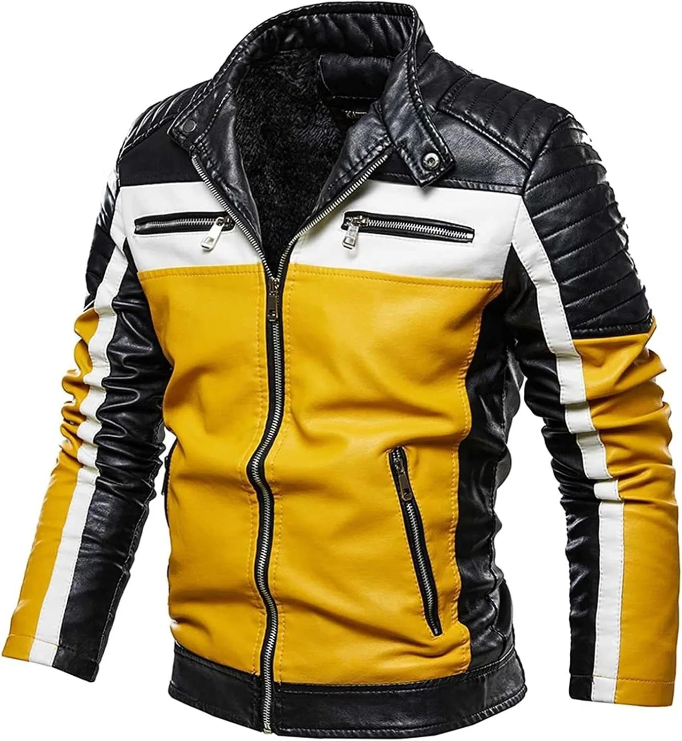 Мужская куртка-косуха с принтом, Motorcycle Biker Jacket, жёлтый