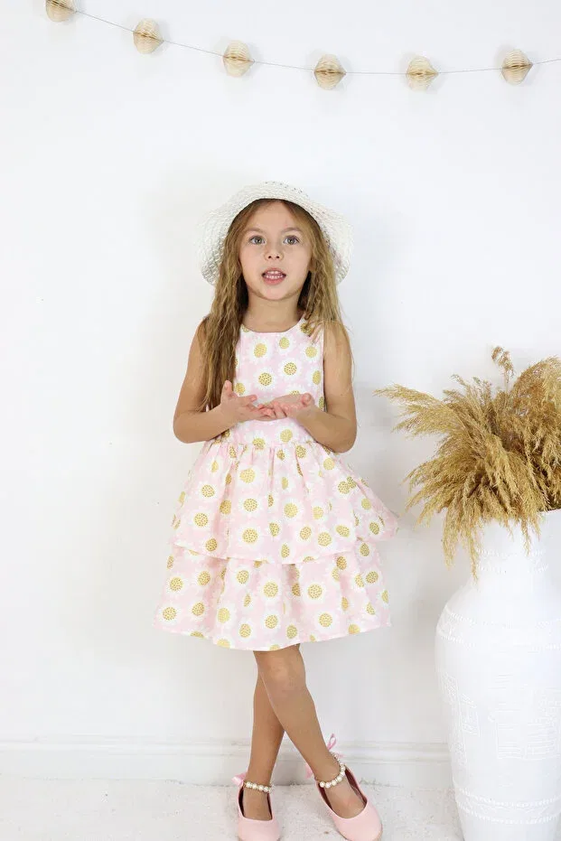 Детское платье для девочек с принтом в горошек Back Bow Detailed Hat Dress Colored Baby, Pink — фото 2