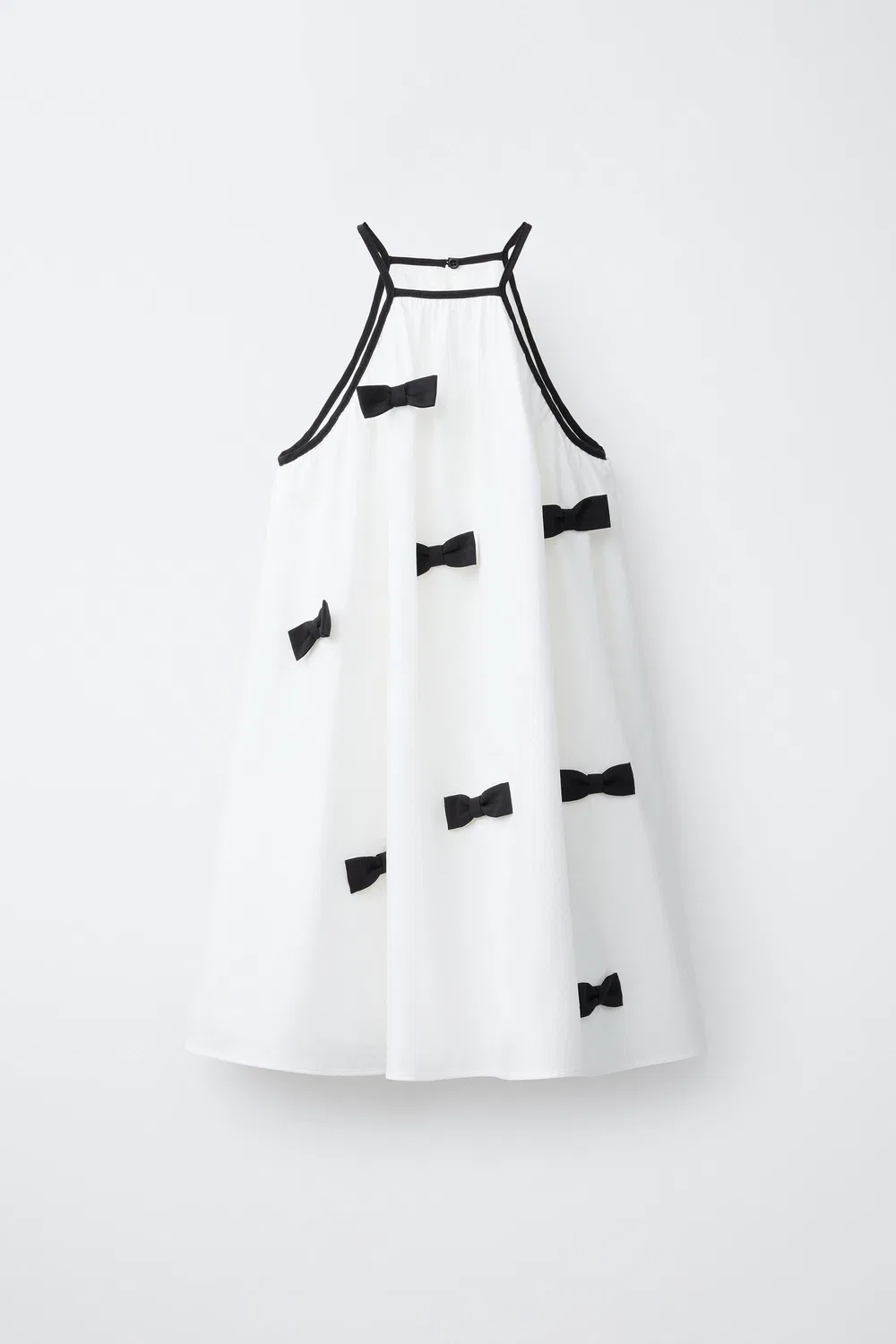 Платье с воротником-халтером и бантом ZARA, White