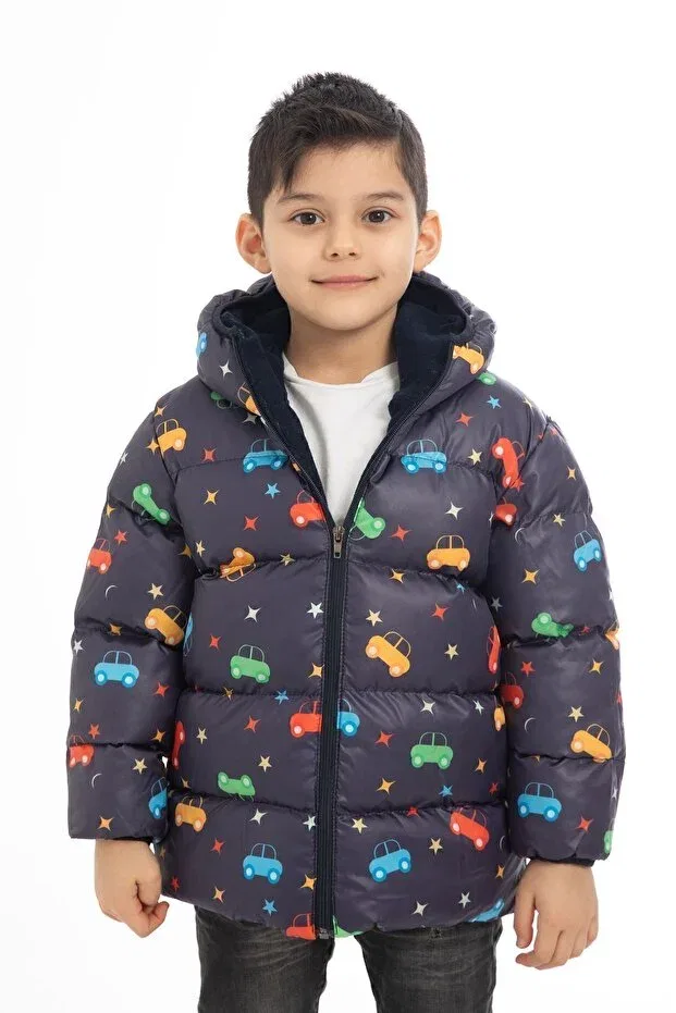 Детское зимнее пальто для мальчиков на молнии с капюшоном Outriverkids, Navy Blue