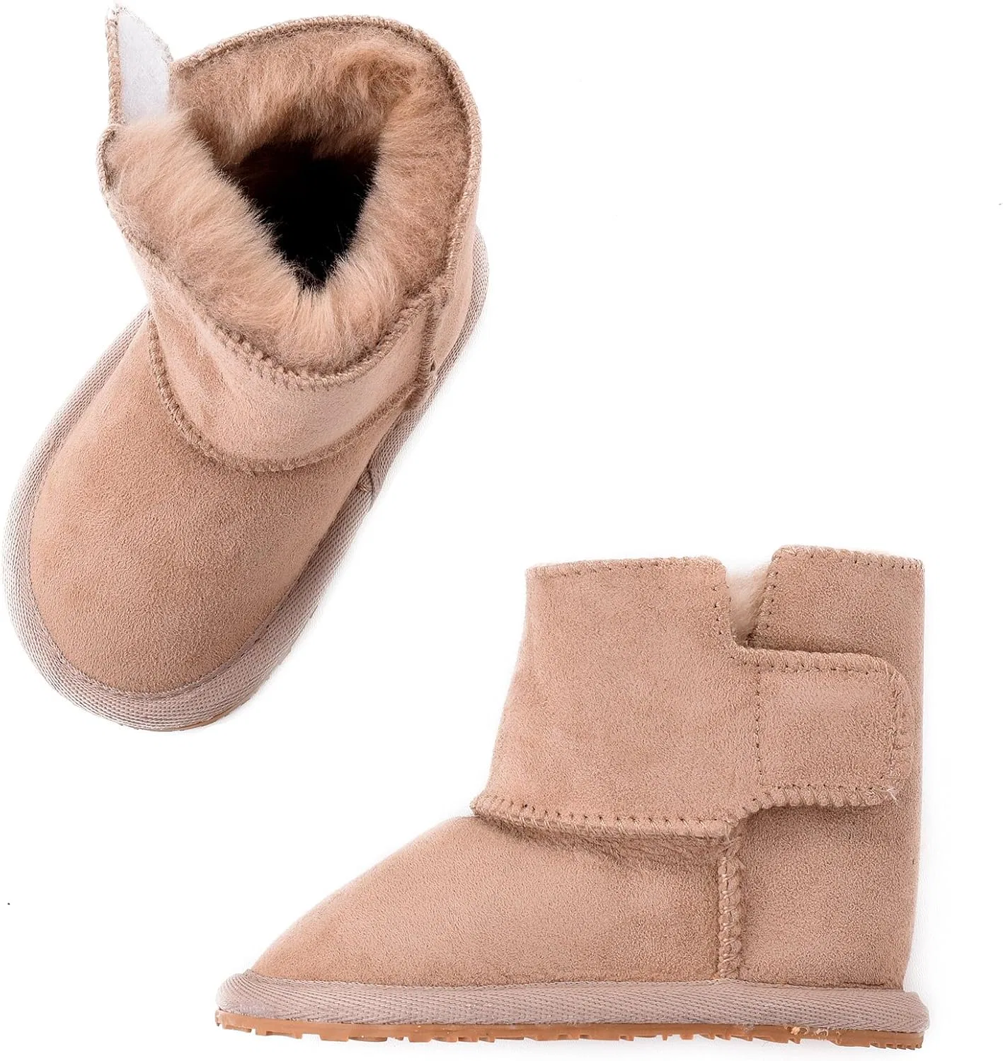 Детские сапоги из овчины с гибкой резиновой подошвой Lambland, Camel — фото 4