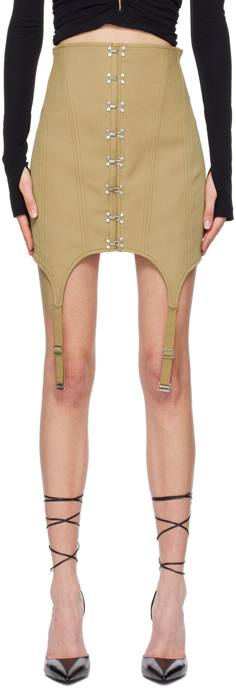 

Мини-юбка цвета хаки с корсетом и подвязками Dion Lee