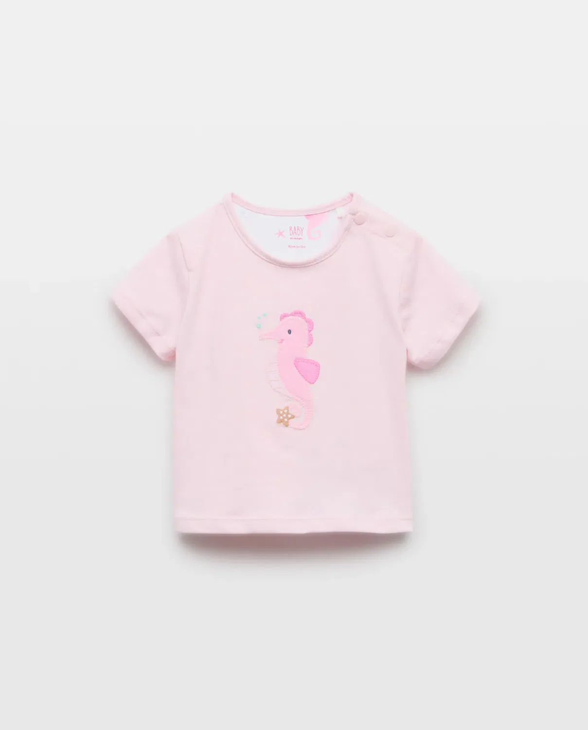 Детская футболка для девочек хлопковая с принтом морского конька Baby El Corte Inglés, Rosa