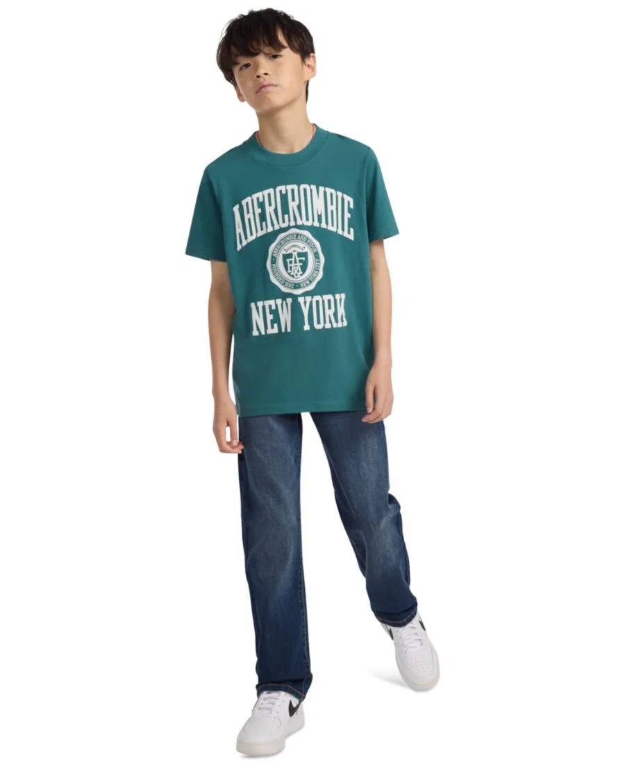Комплект мальчика: худи с принтом, футболка и джинсы прямого кроя abercrombie kids, For Real — фото 2